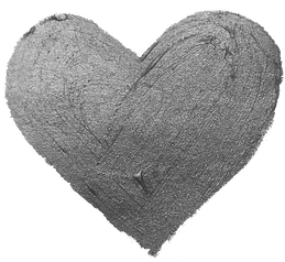 Silver Metallic Heart Brushstroke 	